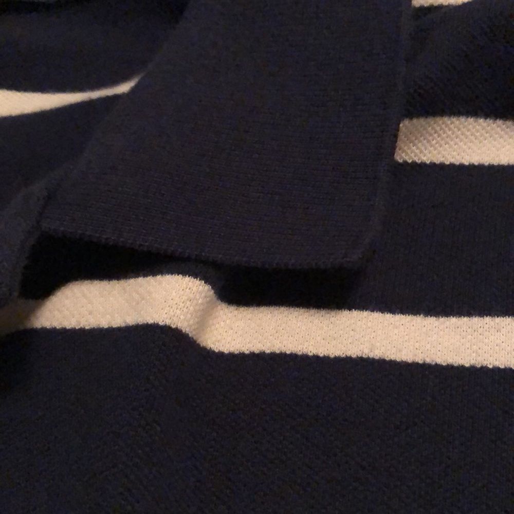 POLO RALPH LAUREN Navy and White Striped Cotton Polo Shirt Size Extra Large - Picture 7 of 8